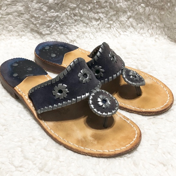 Jack Rogers Shoes - Jack Rogers Navy Suede and Silver Sandals